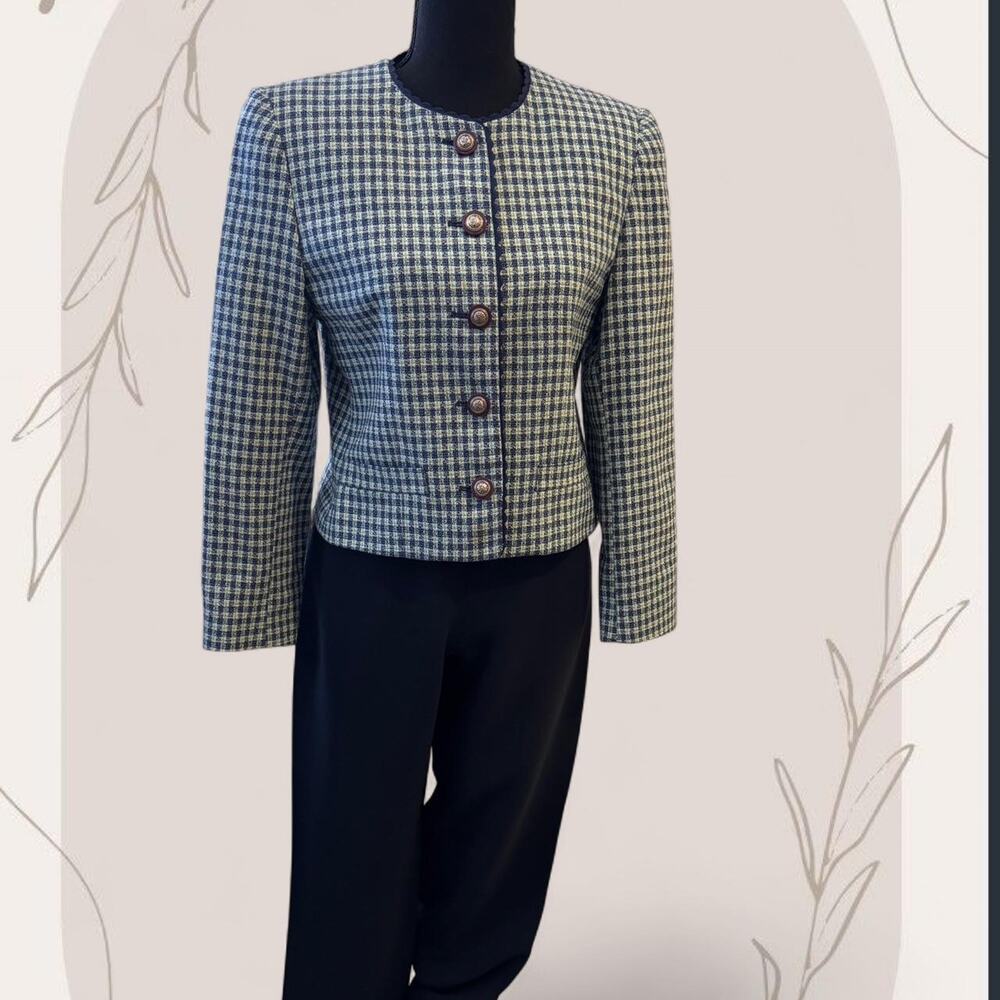 White blue plaid suit‎ set